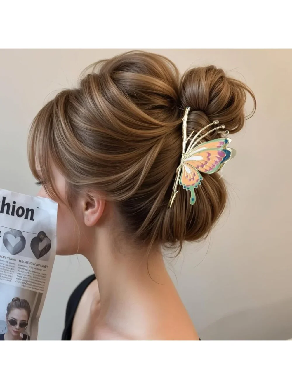 Sparkly Butterfly & Tulip Hair Clips - 11PCS Non-Slip Claw Clips for Thick